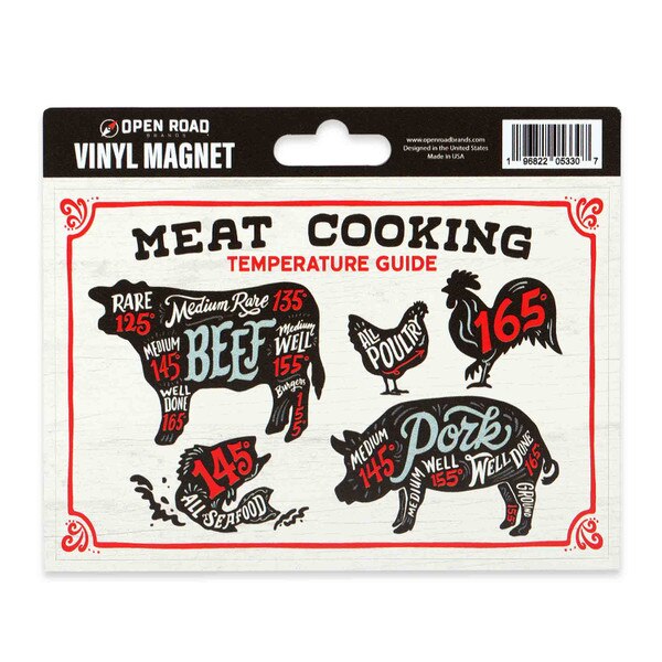 Meat Cooking Temperature Guide Vinyl Open Road Brands ShopORB